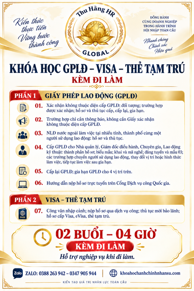 KHÓA HỌC GPLĐ-VISA-THẺ TẠM TRÚ
